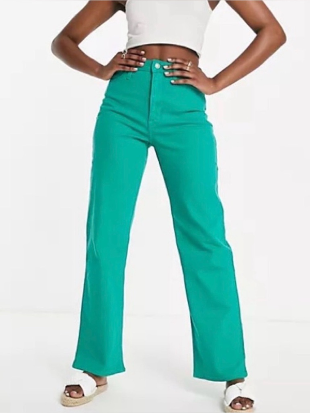 Green Hollister ultra high rise dad jean, 5S , 5 short Vintage Stretch Denim